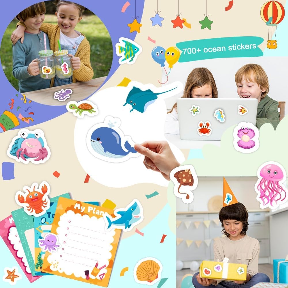 48 Sheets Stickers for Kids, Cute Stickers Variety Pack for Scrapbooking, Teachers Classroom Prizes, Goodie Bag Stuffers Including Animals, Cars, Dinosaurs, Fishes, Hearts, Stars and More