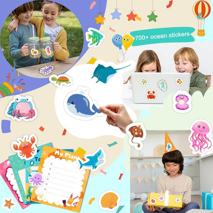 48 Sheets Stickers for Kids, Cute Stickers Variety Pack for Scrapbooking, Teachers Classroom Prizes, Goodie Bag Stuffers Including Animals, Cars, Dinosaurs, Fishes, Hearts, Stars and More