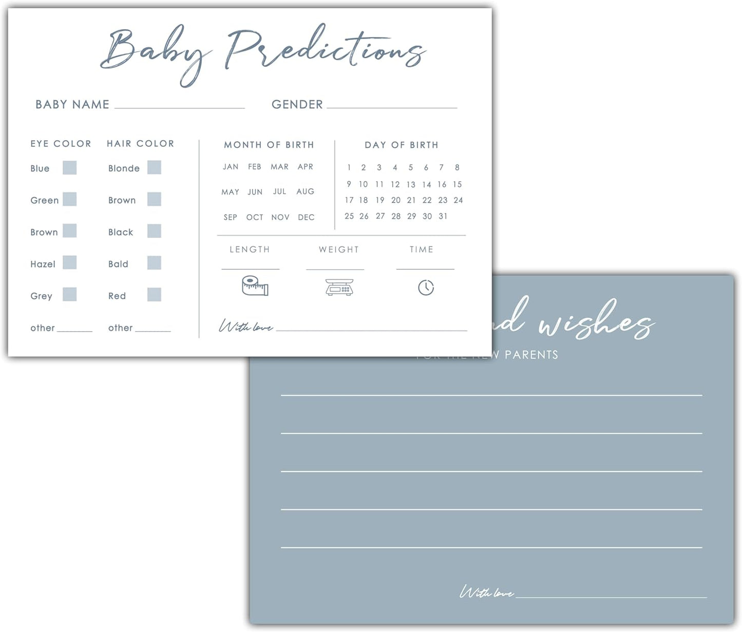 Baby Predictions and Advice Cards, 5" x 7" Pink Baby Shower Predictions Cards, Daily Party Games & Activities Favors for Newparents - G08