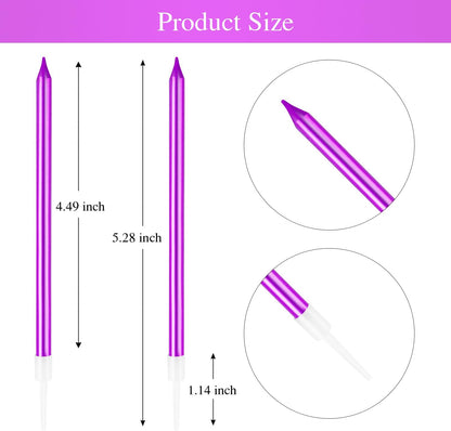 BEAN LIEVE 24-Count Birthday Candles - Long Thin Cake Candles Slow Burning Candles for Birthday, Wedding, Lucky Party Decoration (Champagne Gold)