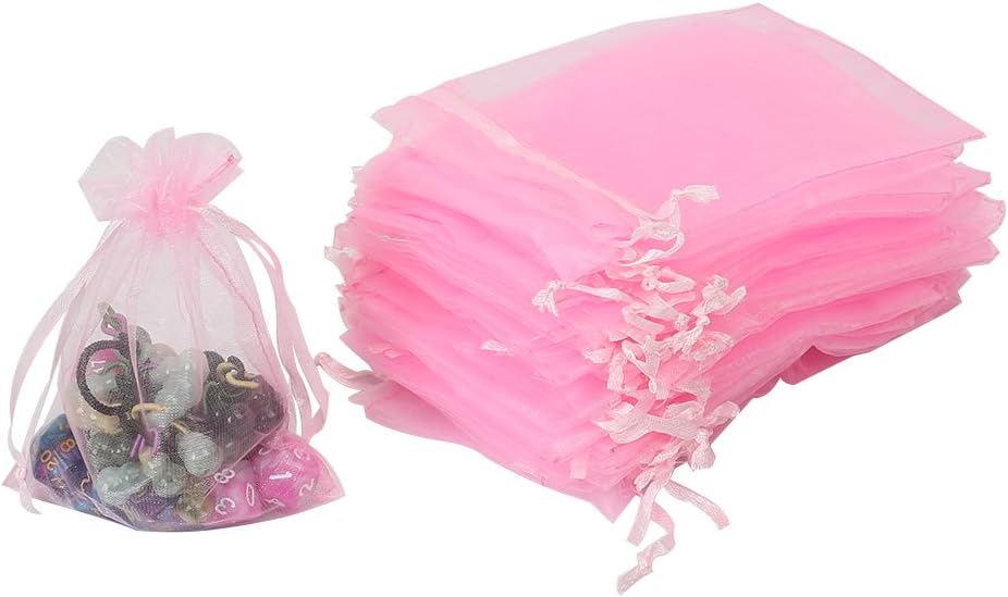 HRX Package 100pcs White Organza Bags, 4x6 inch Mesh Bags Drawstring Gift Bags Jewelry Pouches for Candy Wedding Favors Christmas
