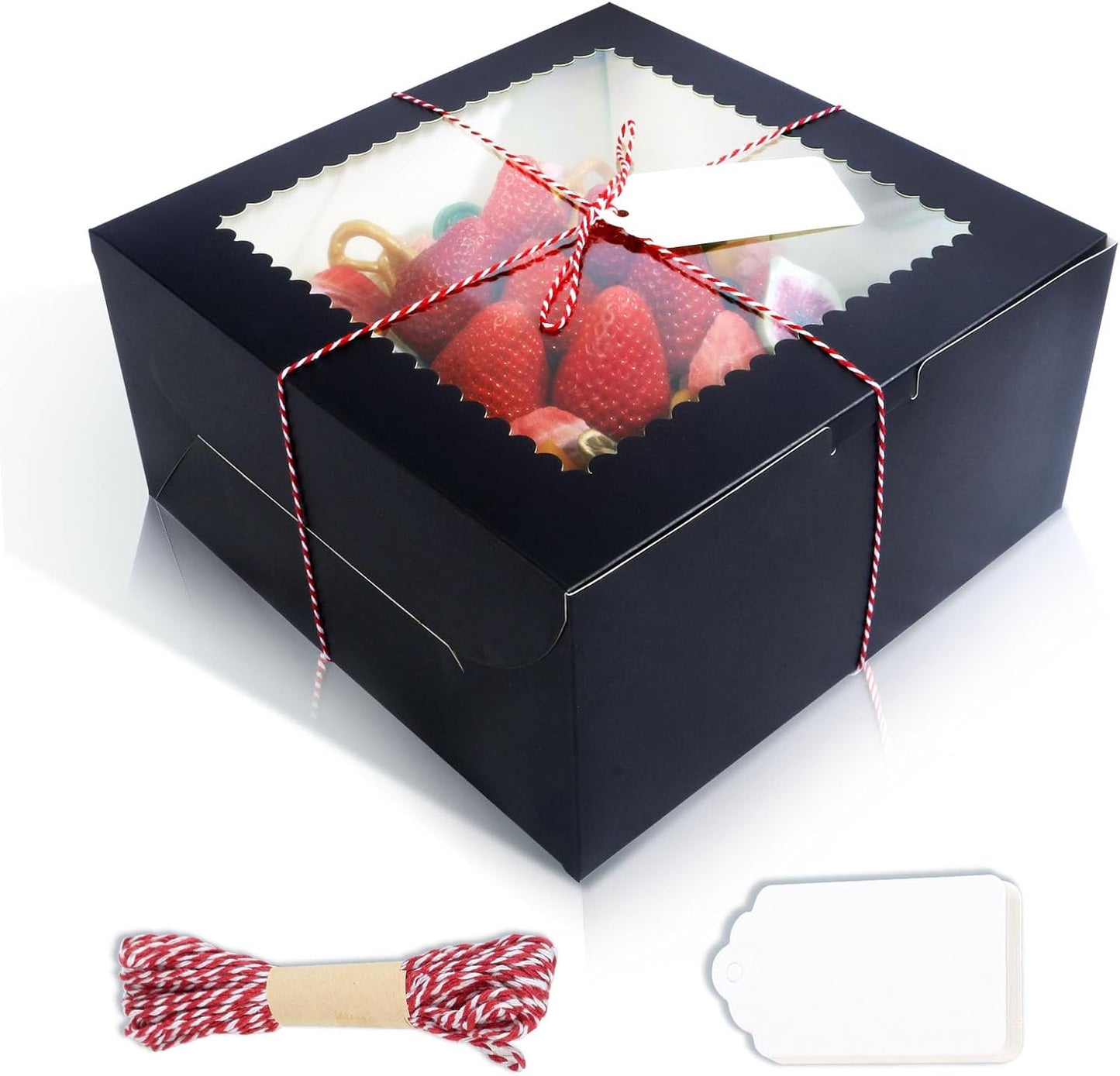 20Pcs 8 Inch Cake Boxes with Window, 8x8x5 Inches Brown Bakery Boxes, Cake Carrier Container for Pastries, Pie, Cookies, Chocolates, Cupcakes, Birthday Party, Wedding