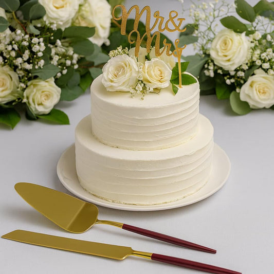 Koyal Wholesale Navy Blue and Gold Wedding Cake Knife and Server Set Elegant Stainless Steel Cake Cutter for Bride & Groom Navy Handle Cake Serving Utensils for Wedding Reception or Anniversary Party
