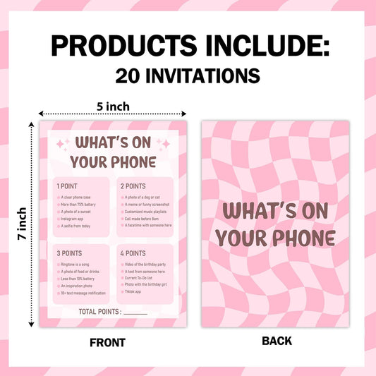 Birthday Party Games Card - Selfie Scavenger Hunt, Bday Party Games for Teen Girl Adult, Set of 20 pcs Game Cards, Birthday Party Favor Activity Sleepover Party Decor Supplies - FS270