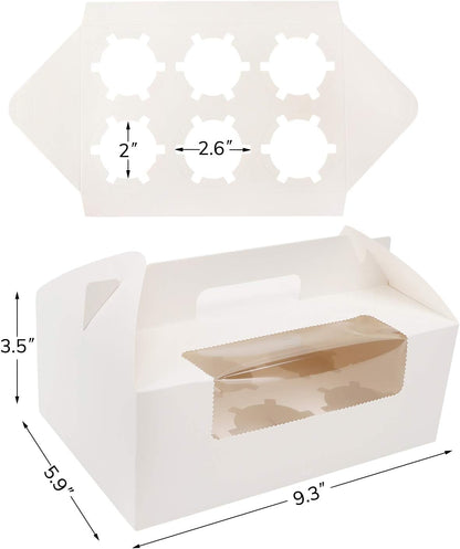 EUSOAR Gold Cupcake Boxes, 25pcs 3.6"x 3.6"x 4.3" Single Cupcake Carrier with Window Insert and Handle, Kraft Pastry Containers, Muffins Cupcake Carriers for Bakery Wrapping Party Favor Packing