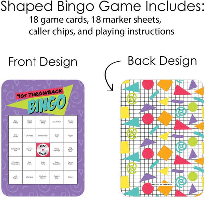 Big Dot of Happiness 90’s Throwback - Bar Bingo Cards and Markers - 1990s Party Bingo Game - Set of 18