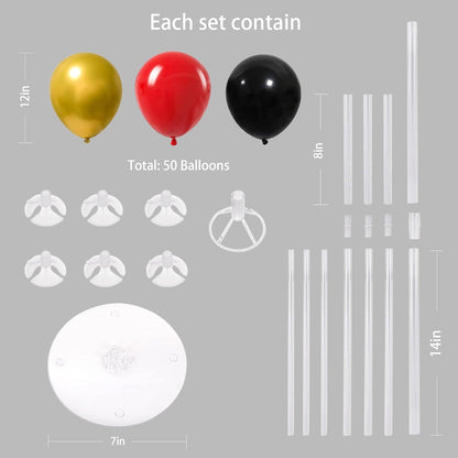 6 Set Balloon Stand Kit for Table Centerpieces With Balloon and Base Party Decorations for Birthday Wedding Retirement Graduation Baby Shower (Black Gold)