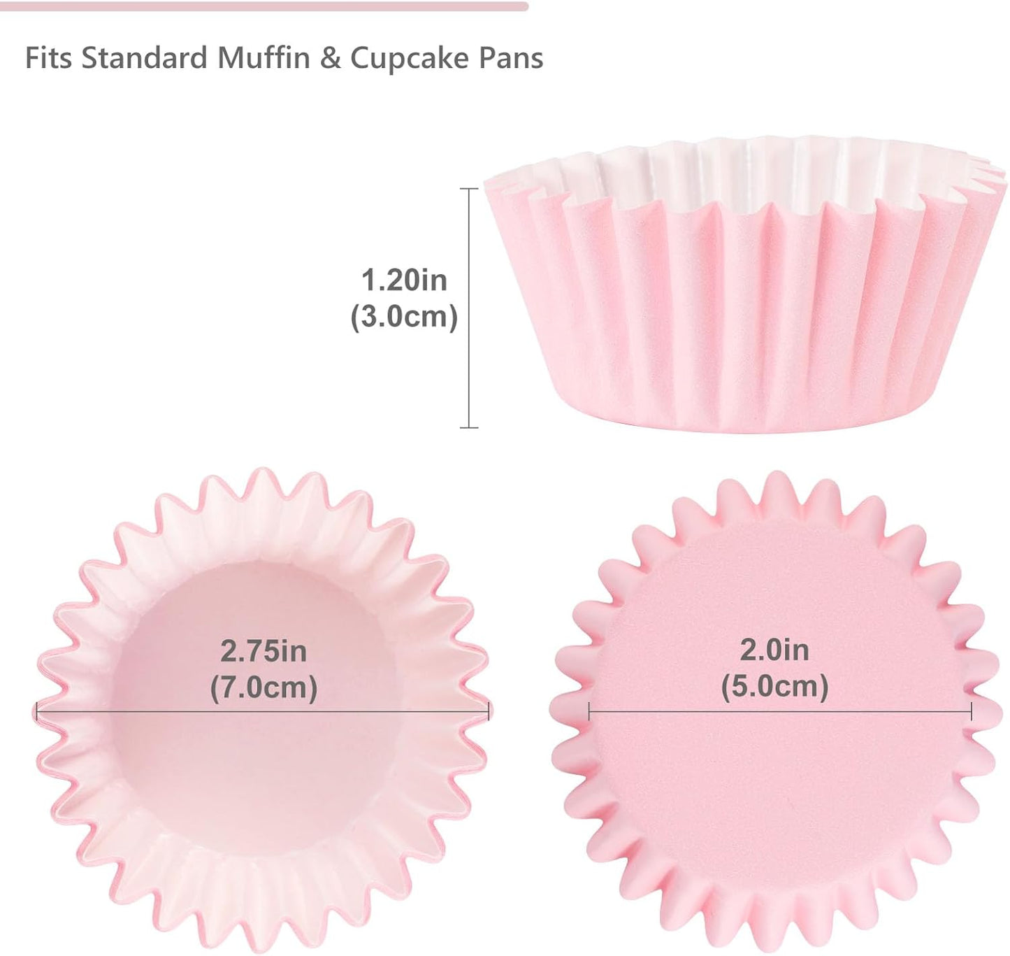 Caperci Heavy Duty Standard White Cupcake Liners 150 Counts - Grease-Resistant Paper Muffin Baking Cups, Odorless, No Muffin Pan Needed, Easily Peels (White)