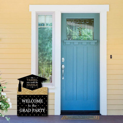 Big Dot of Happiness Gold Graduation Party Decorations - Grad Party Welcome Yard Sign