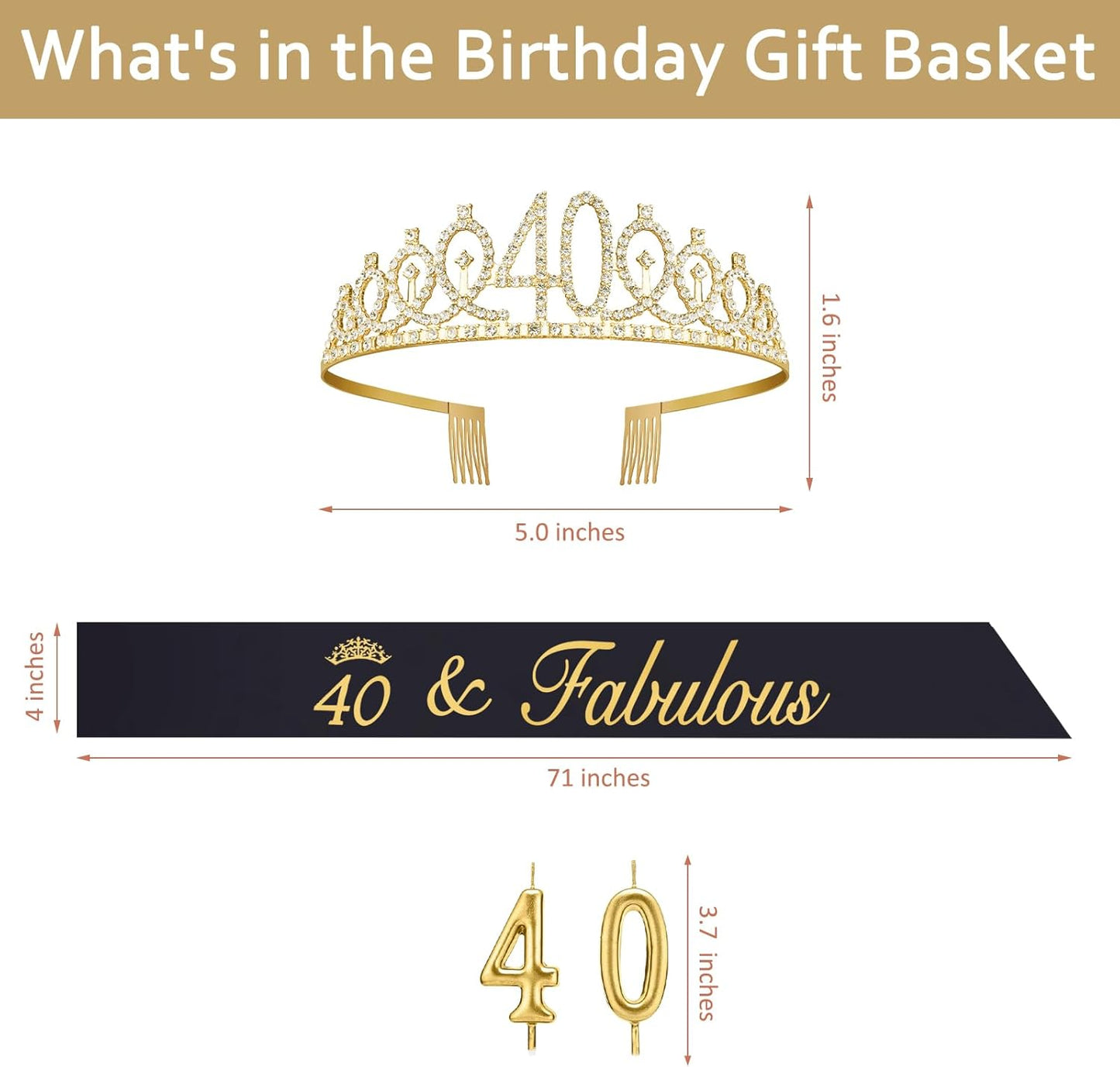 21st Birthday Decorations for Her with 21st Birthday Sash and Crown, Candles Gold, Gifts for 21 Year Old Girls