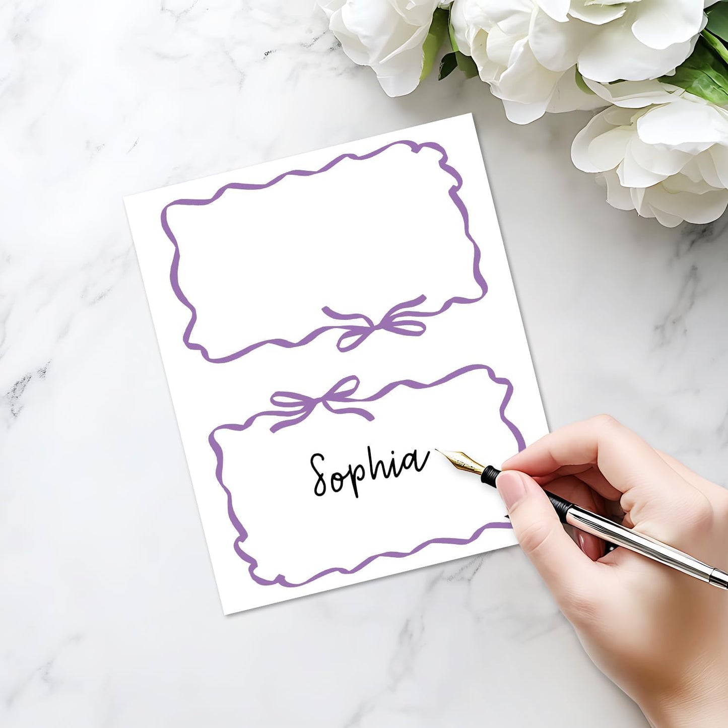 25 Pack Pink Plaid Bow Place Cards, Editable Name Cards for Table Setting, Tent Cards Food Label for Dinner Party, Bridal Shower, Wedding, Baby Shower and Events -T30