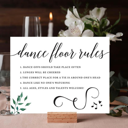 Andaz Press Wedding Party Signs, Natural Greenery Green Leaves, 8.5x11-inch, Bridal Shower Scavenger Hunt, 1-Pack - Colors B