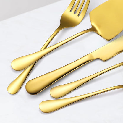 Stainless Steel Serving Utensil Set 10-Piece Buffet Flatware Catering Silverware with Bread Tong,Cake Spatula,Serving Ladles,Salad Fork,Cheese Knife,Large Spoon for Parties Buffet