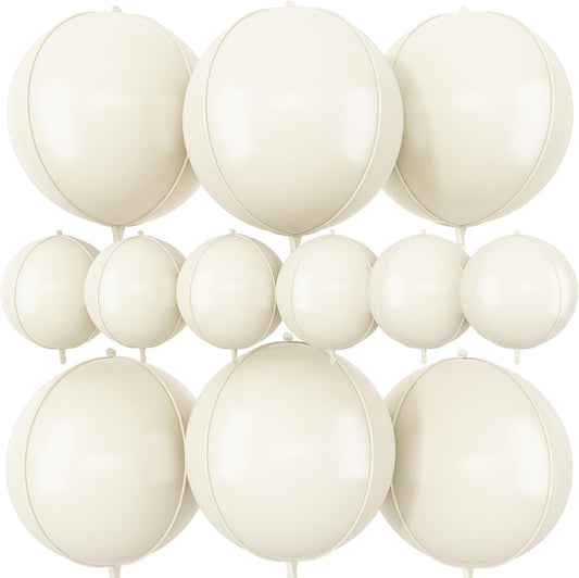 12Pcs Gold Round Foil Balloons, 22" 15" 10" 4D Ball Balloons, Metallic Gold Foil Balloon for Birthday Graduation Wedding Anniversary New Year Eve Disco Party Backdrop Decorations - Colors A