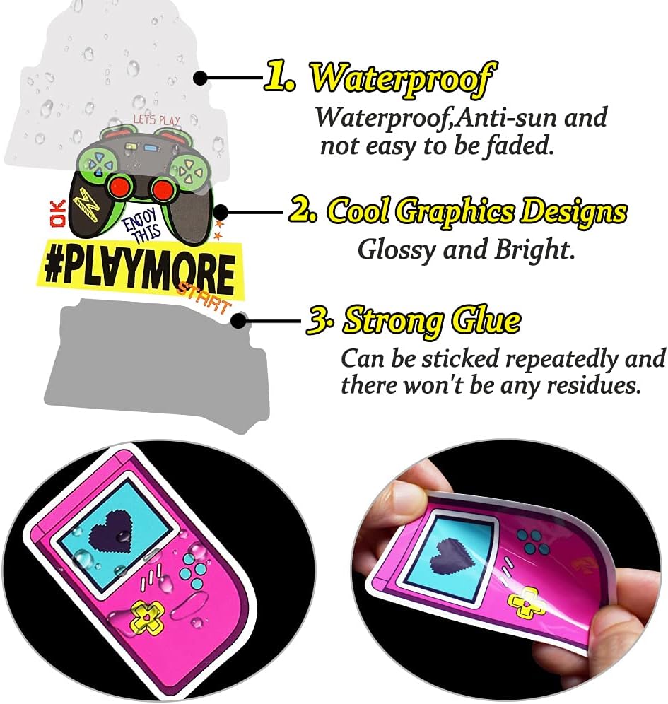 QTL Neon Stickers for Teens & Students Prizes, Waterproof Vinyl Party Favor Stickers, School Rewards, Water Bottle and Laptop, 50PCS - Colors B