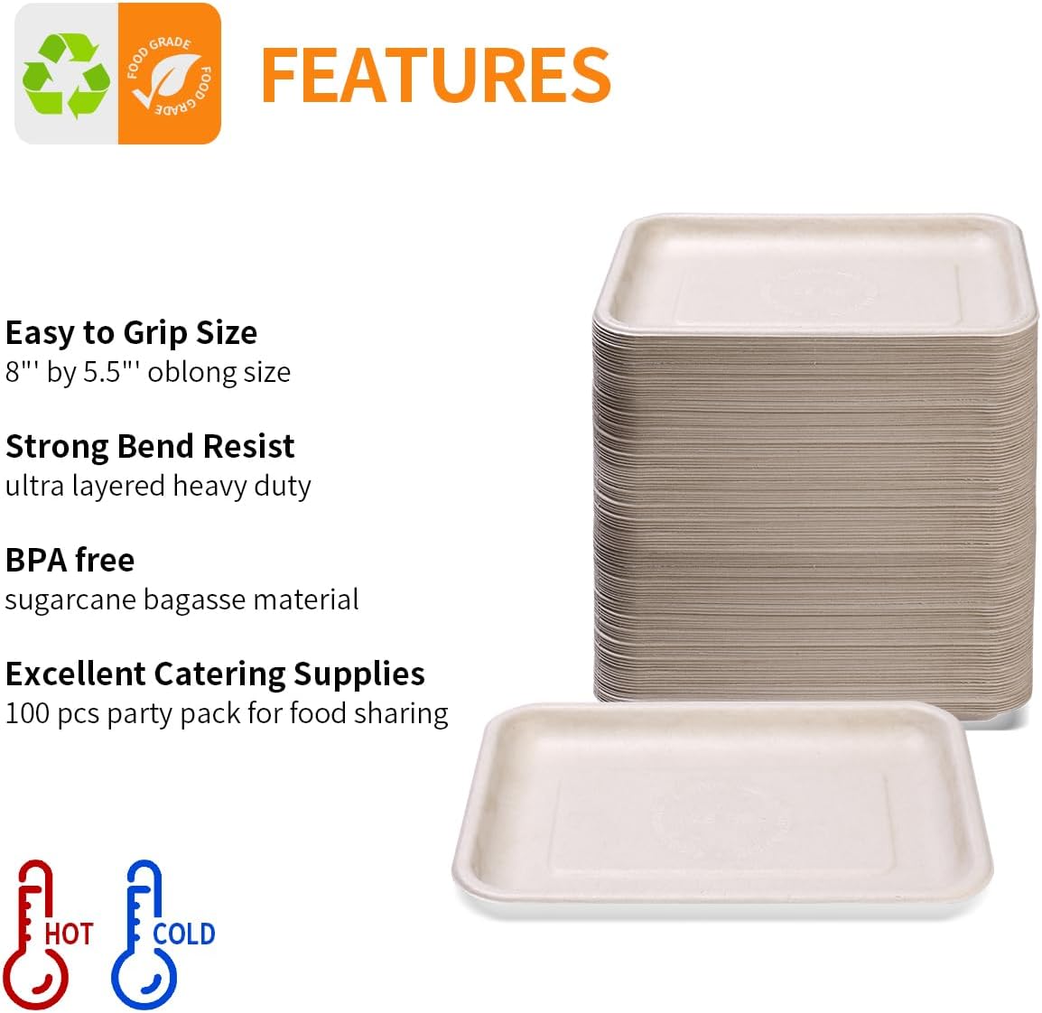 Celel 50 Pack 14 inch Disposable Crawfish Trays, PFAS-Free Large Paper Plates 14 inch Food Trays for Seafood Boil, BBQ, Dessert, Seafood Boil Party Supplies