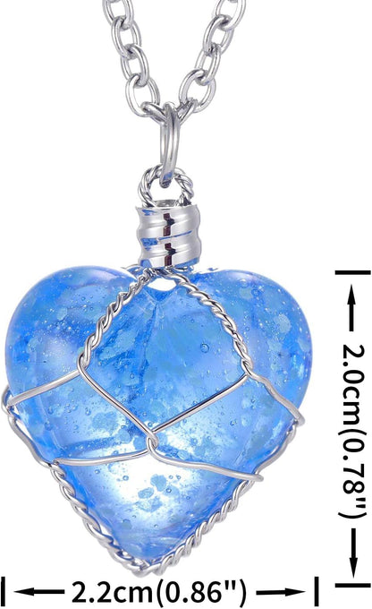 FM FM42 Glow in The Dark Blue/Green Heart Pendant Necklace, Glow Green Light