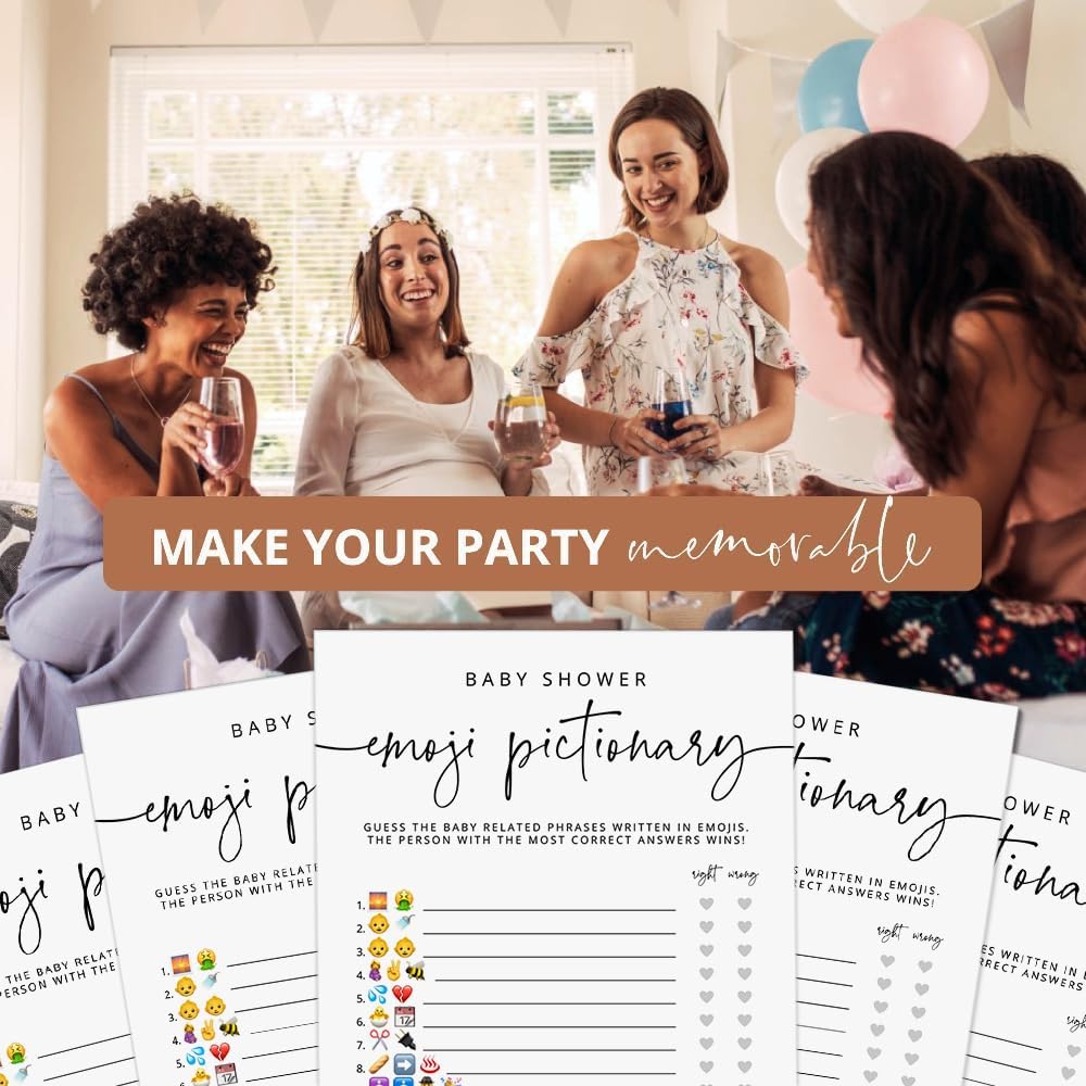 GardenCity Baby Shower Bingo Game, 50 Unique Pre-Filled Cards, Baby Shower Games for Boy or Girl, Minimalist