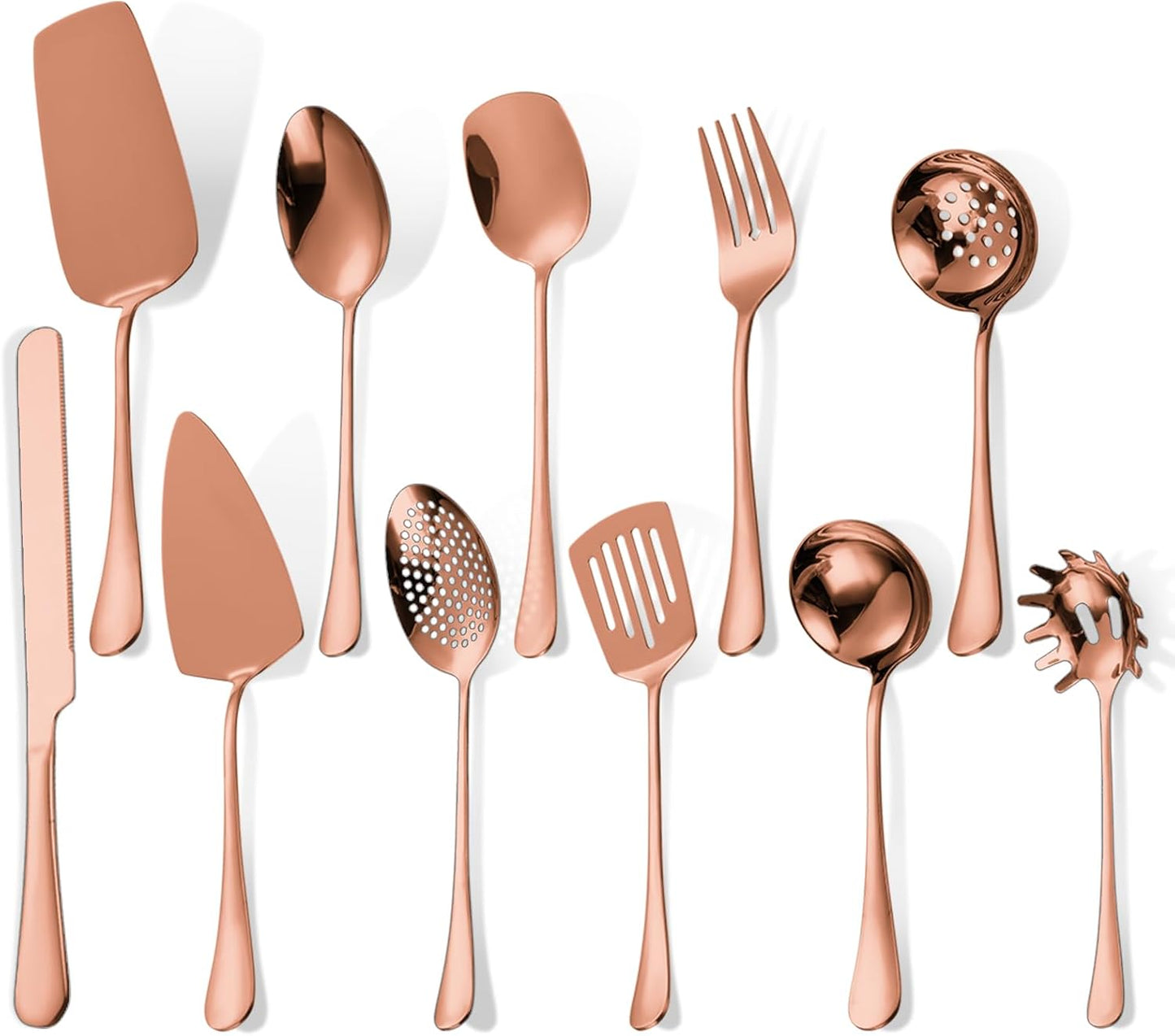 Stainless Steel Serving Utensil Set 10-Piece Buffet Flatware Catering Silverware with Bread Tong,Cake Spatula,Serving Ladles,Salad Fork,Cheese Knife,Large Spoon for Parties Buffet