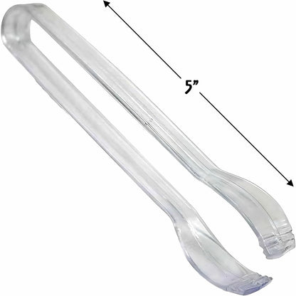 Mini Clear Plastic Tongs - 5.5" x 10" (12 Count) – Sturdy & Reusable – Perfect For Parties, Catering & Food Services