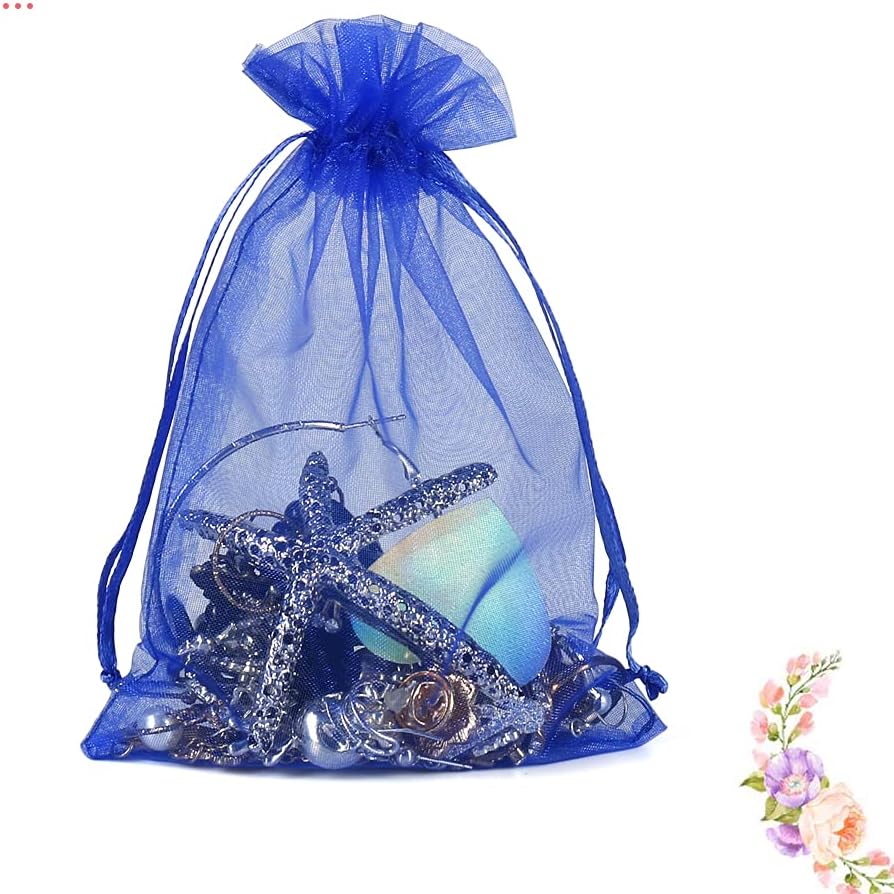 HRX Package 100pcs White Organza Bags, 4x6 inch Mesh Bags Drawstring Gift Bags Jewelry Pouches for Candy Wedding Favors Christmas