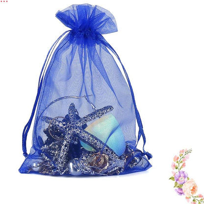 HRX Package 100pcs White Organza Bags, 4x6 inch Mesh Bags Drawstring Gift Bags Jewelry Pouches for Candy Wedding Favors Christmas