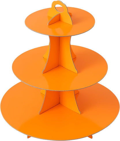 Soleebee 3-Tier Round Cupcake Stand, Cardboard Cupcake Tower, Dessert Cup Cake Stand Tower for Birthday Wedding Party Decoration, Cupcake Tier Stand 1 Set (Hot Pink)