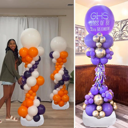 Balloon Column Stand Kit Set of 4, 7 Feet Height Adjustable Balloon Stand Kit for Floor, Balloon Pillars Stand Kit Reusable for Birthday, Wedding, Baby Shower, Graduation Party Decorations (4 Set)