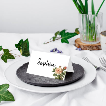 25 Pack Pink Plaid Bow Place Cards, Editable Name Cards for Table Setting, Tent Cards Food Label for Dinner Party, Bridal Shower, Wedding, Baby Shower and Events -T30