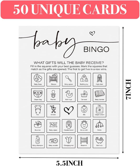 50 PCS Baby Bingo for Baby Shower Girl Boy Baby Shower Bingo Game Cards Baptism Party Perforated Calling Cards