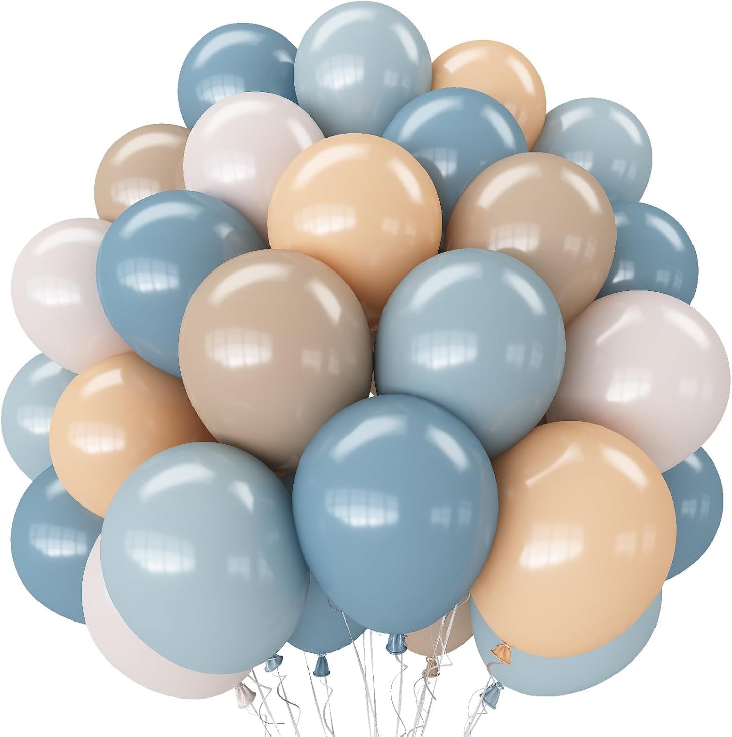 Blue Silver Balloons Set, 12 Inch Blue and Silver Balloons Dark Navy and Confetti Party Latex Balloon, Macaron Metallic Baby Blue Mixed Balloon for Birthday Graduation Baby Shower Wedding Retirement