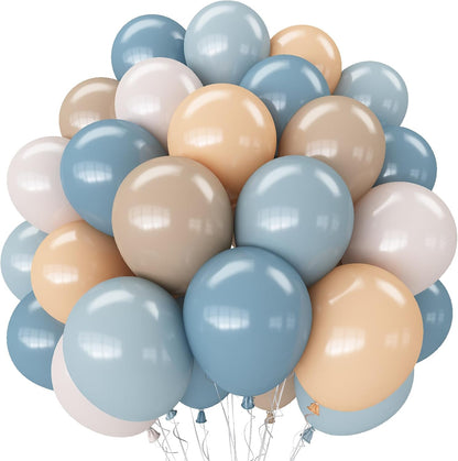 Blue Silver Balloons Set, 12 Inch Blue and Silver Balloons Dark Navy and Confetti Party Latex Balloon, Macaron Metallic Baby Blue Mixed Balloon for Birthday Graduation Baby Shower Wedding Retirement
