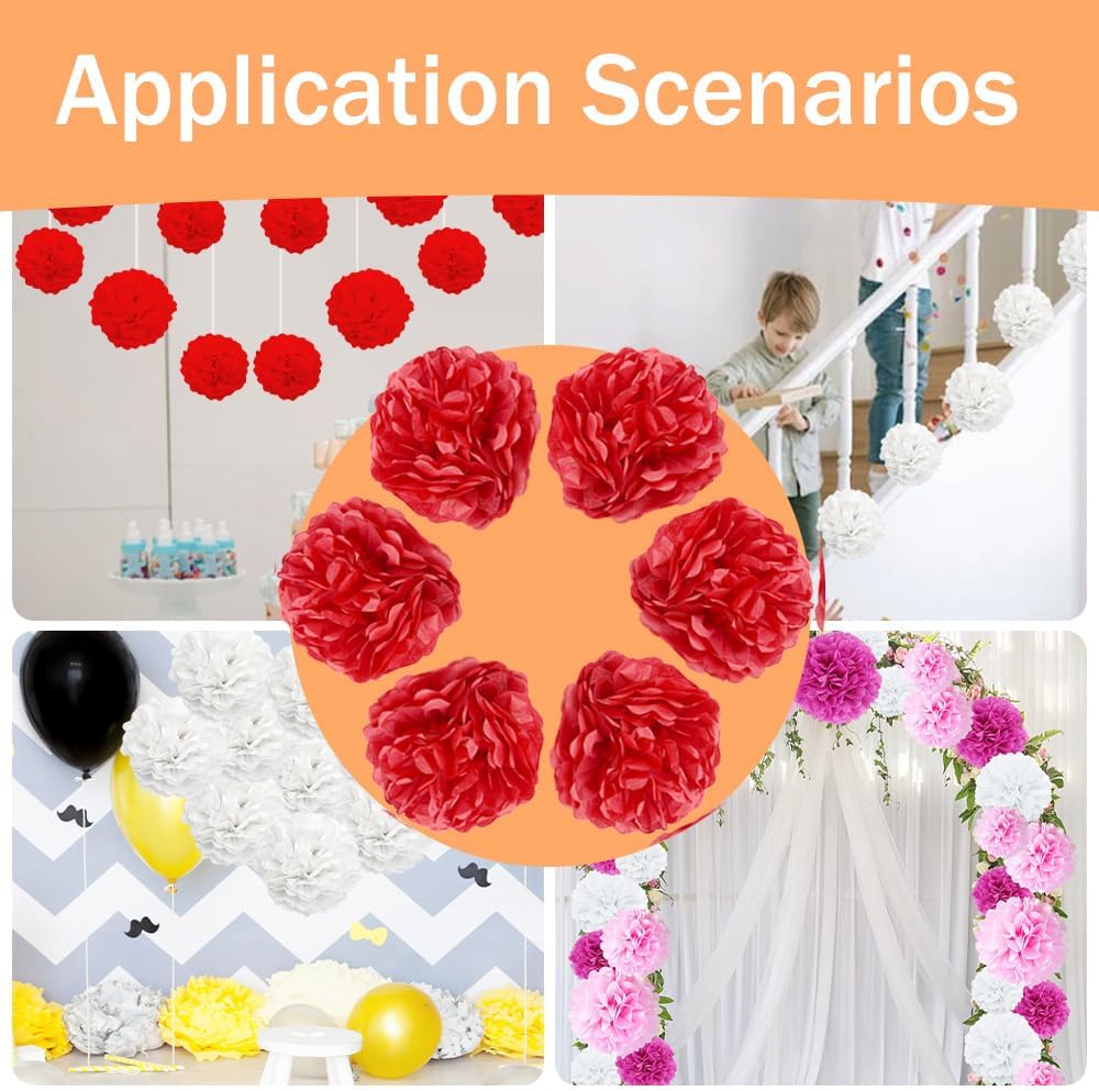 Yosawa 12 Pcs Tissue Paper Pom Poms Flowers,10''12''Paper Flower Party Decorations for Wedding Birthday Baby Shower Baby Girl Room Nursery Decoration（Sky Blue/ZH）
