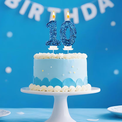 Birthday Number Candles, Glitter Number Candle Cake Decorations with Sequins, Cupcake Decorations for Girls, Women, Party Anniversary Celebrations (Number 6, Purple)
