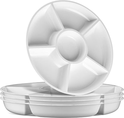 Plasticpro 6 Sectional Round Plastic Serving Tray/Platters Clear Pack of 2