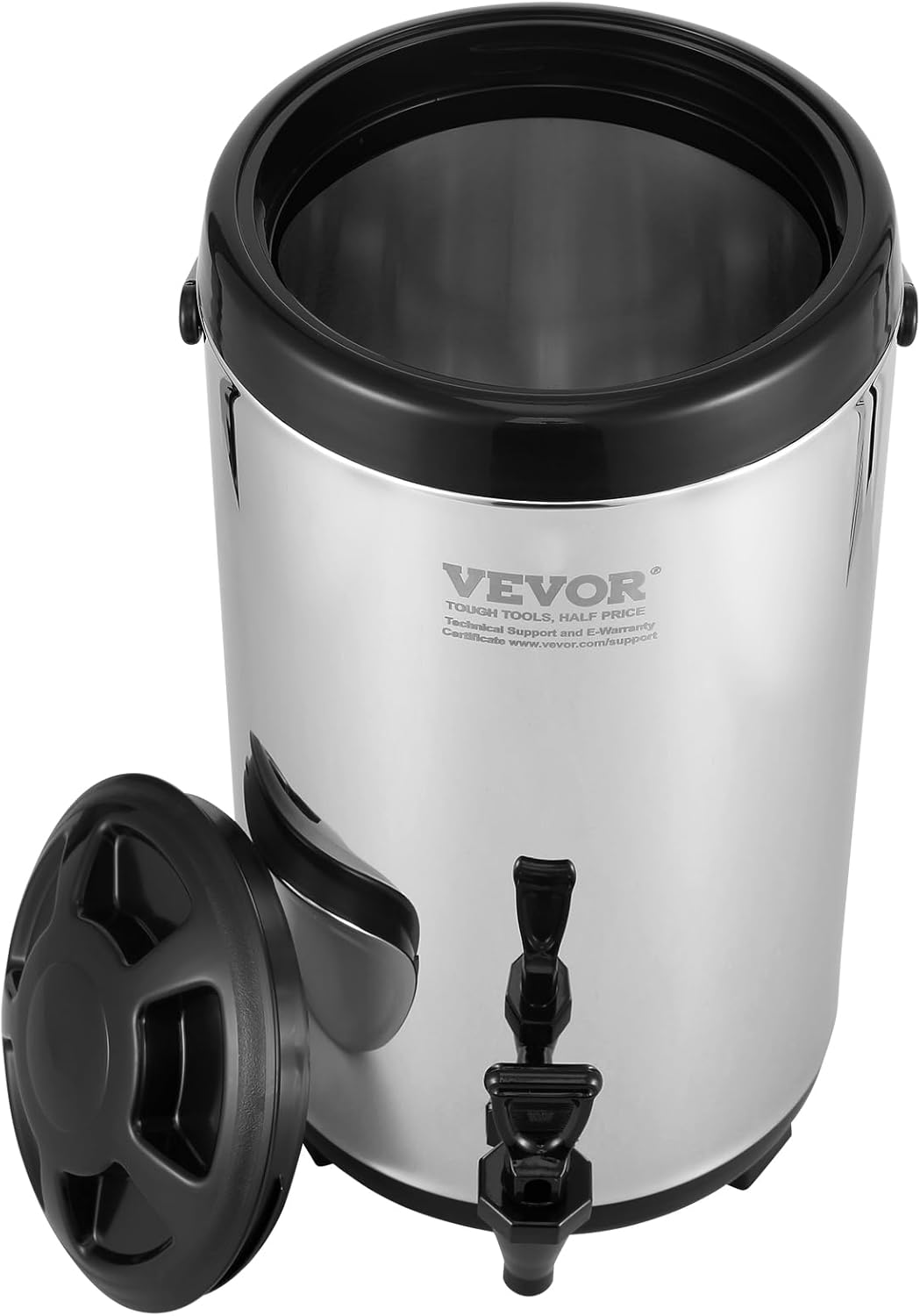 VEVOR Commercial Beverage Dispenser, 2 Tanks 18 L / 19 QT Per Tank Juice Dispenser, 370W Stainless Steel Ice Tea Drink Machine with 45°F-54°F Cooling Temperature, for Cold Drink Restaurant Bar Party