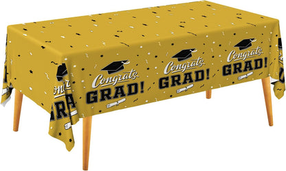 Gatherfun Graduation Party Decorations, Gongrats Grad Tablecover for Graduation Party Supplies, 3 pcs Green Table Cloths, 54"x108"