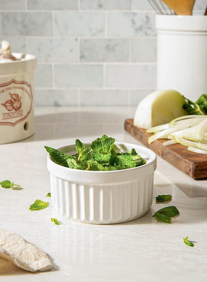 LE TAUCI Ramekins 4 OZ Oven Safe, Creme Brulee Ramekins, Pudding Custard Cups Souffle Ramiken, Dipping Sauce Dishes, Ceramic Ramekin Bowls Set of 6, White
