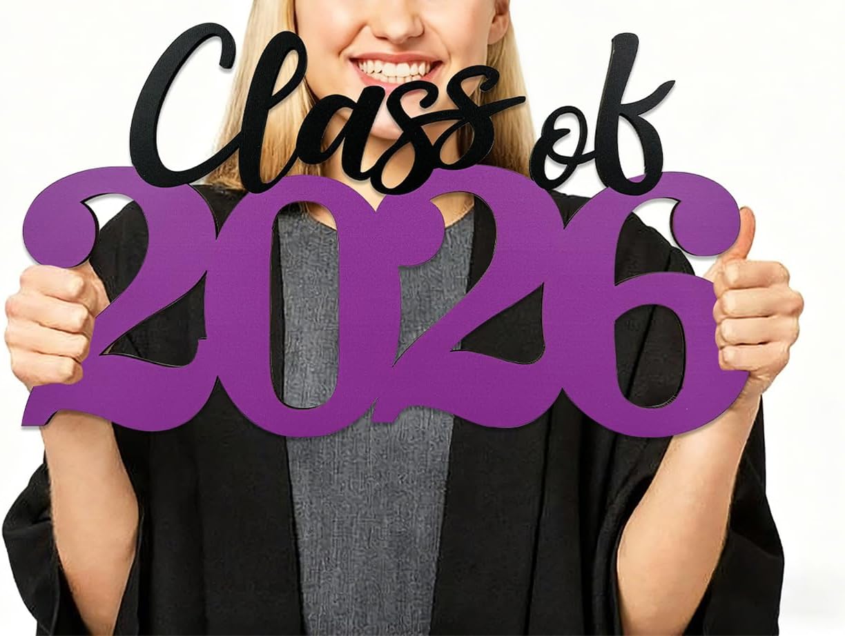 Class of 2026 Wooden Sign Graduation Party Decorations 2026 White Graduation Photo Booth Prop Senior2026 Sign for High School College Party