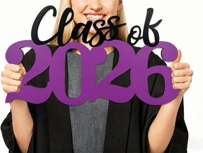 Class of 2026 Wooden Sign Graduation Party Decorations 2026 White Graduation Photo Booth Prop Senior2026 Sign for High School College Party