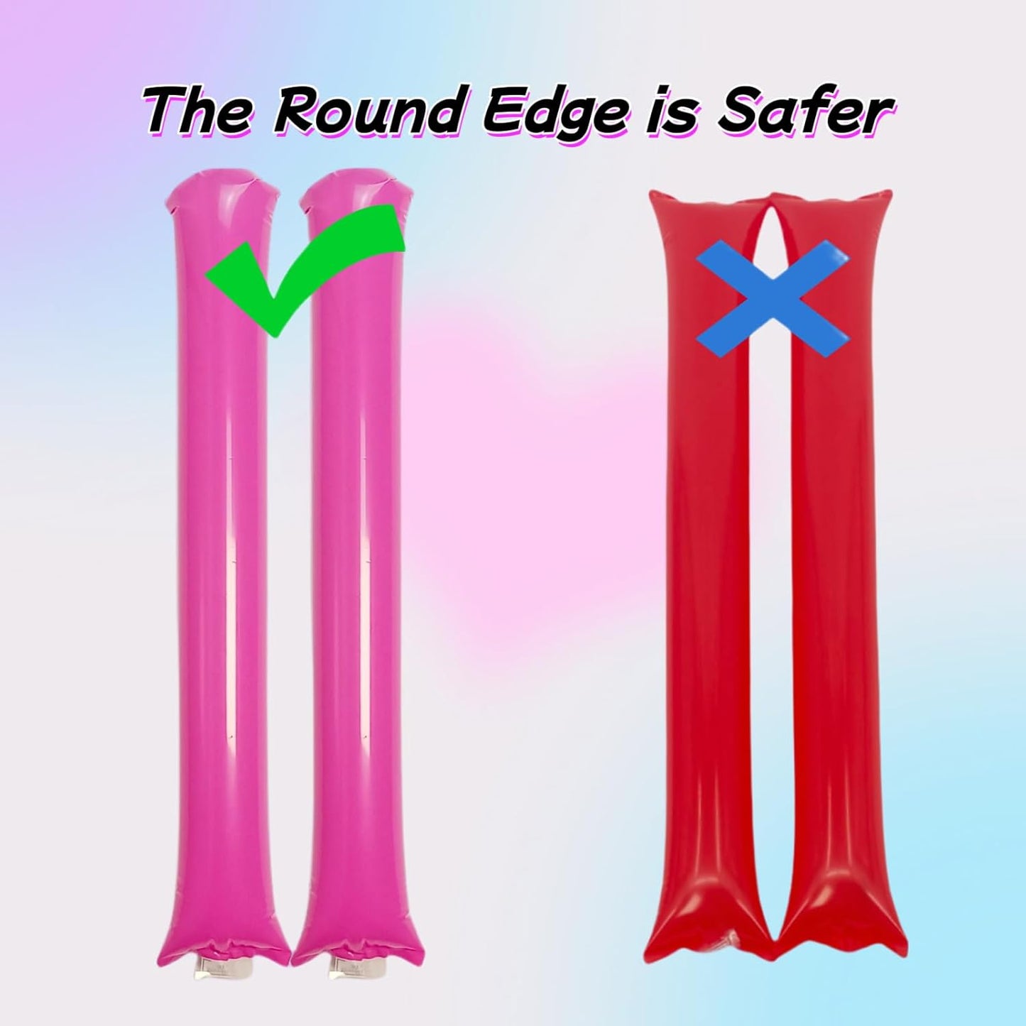 40pcs Round headTeam Spirit Boom Sticks Thunder Sticks Cheering Sticks Team Spirit Plastic Cheerleading Spirit Stick Clapper Inflatable Noise Maker Sports Supply (Glitter color)