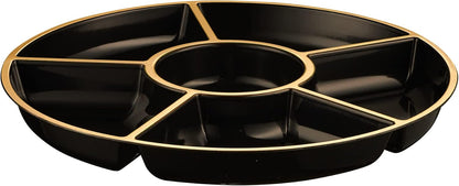 Plasticpro 6 Sectional Round Plastic Serving Tray/Platters Clear Pack of 2
