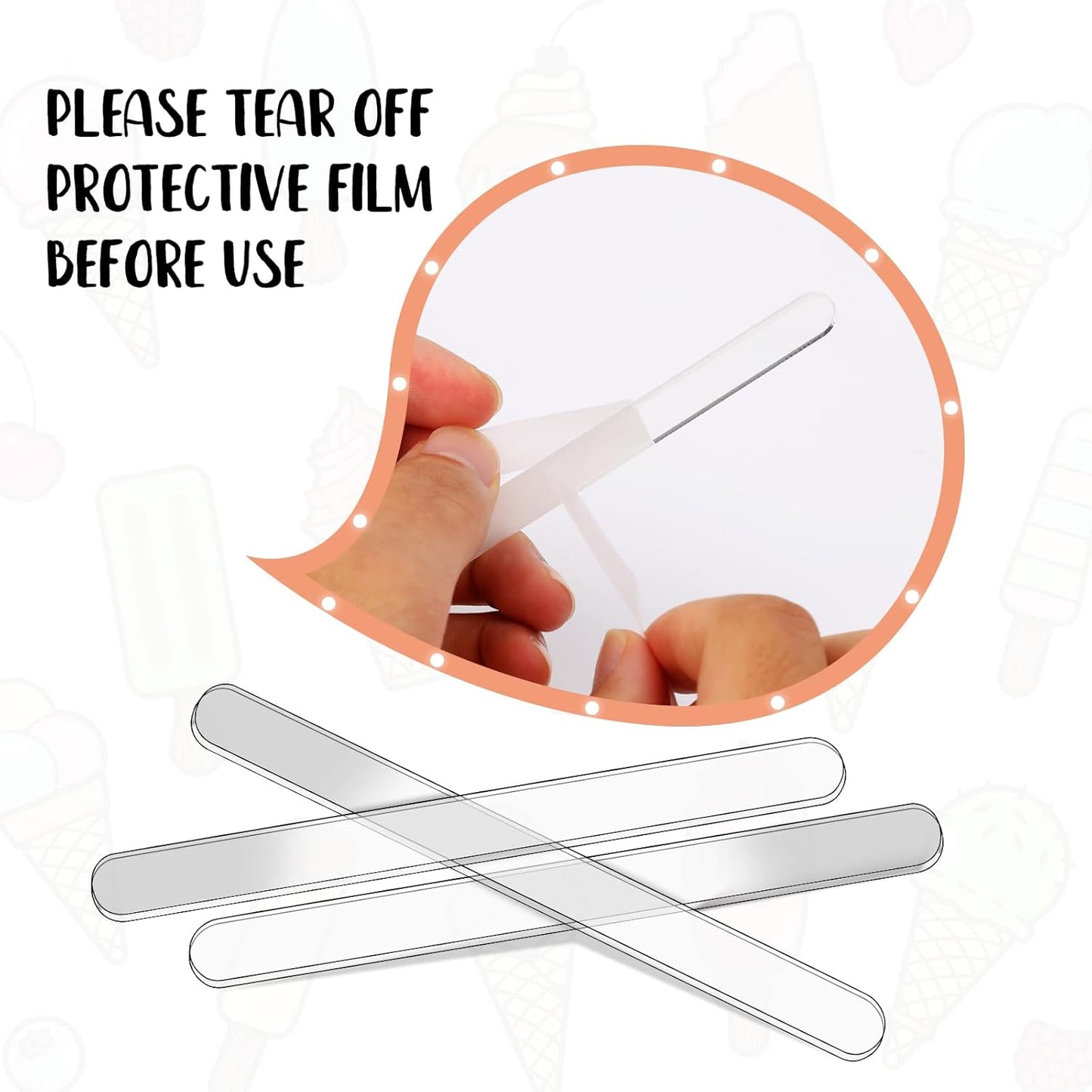 30pcs 4.5 Inch Acrylic Sticks, Reusable Ice Cream Sticks, Ice Cream Sticks, Cake Molds, Mini Ice Cream Sticks, Cake Sticks, for Homemade Ice Cream, Cakes, Desserts, DIY Art (Transparent)