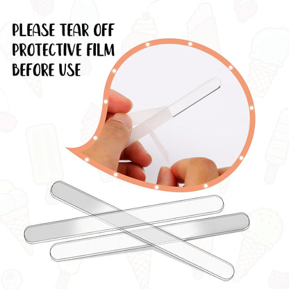 30pcs 4.5 Inch Acrylic Sticks, Reusable Ice Cream Sticks, Ice Cream Sticks, Cake Molds, Mini Ice Cream Sticks, Cake Sticks, for Homemade Ice Cream, Cakes, Desserts, DIY Art (Transparent)