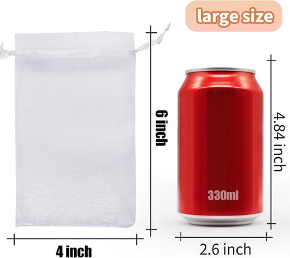 100pcs Organza Bags for Small Gift 4x6 Inch, Premium Mesh Bags Drawstring Candy Jewelry Packaging Sachet Bags, Easter Day Wedding Party Favors Small Gift Bag Durable & Scent-Free for Small Business