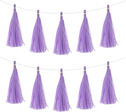 MECCANIXITY 15Pcs Light Blue Tassel Garland Banner with Rope Tissue Paper Tassels Party DIY Kits for Anniversary Wedding Birthday Party