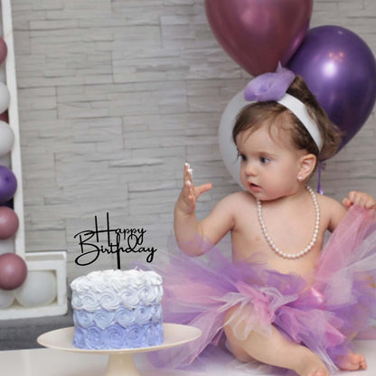 DIY Happy birthday Cake Topper Black Acrylic