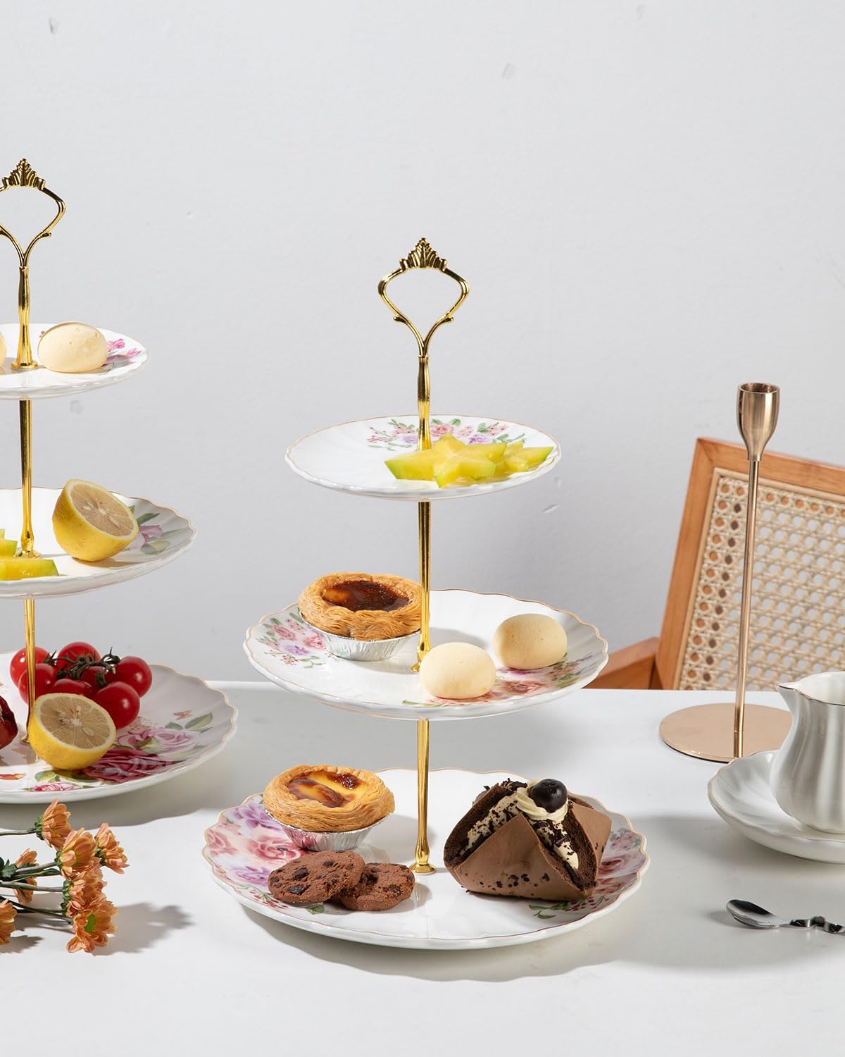 Sweejar 3 Tier Ceramic Cake Stand Wedding, Dessert Cupcake Stand for Tea Party Serving Platter (White)
