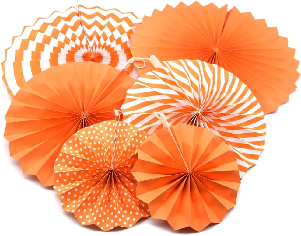 Hocansen 6PCS Paper Fan Garland Paper Fans Party Decorations 8/12/16in Hanging Papers Fans Set Round Papers Fans Pattern Garland for Birthday, Wedding (ZS/Pink)