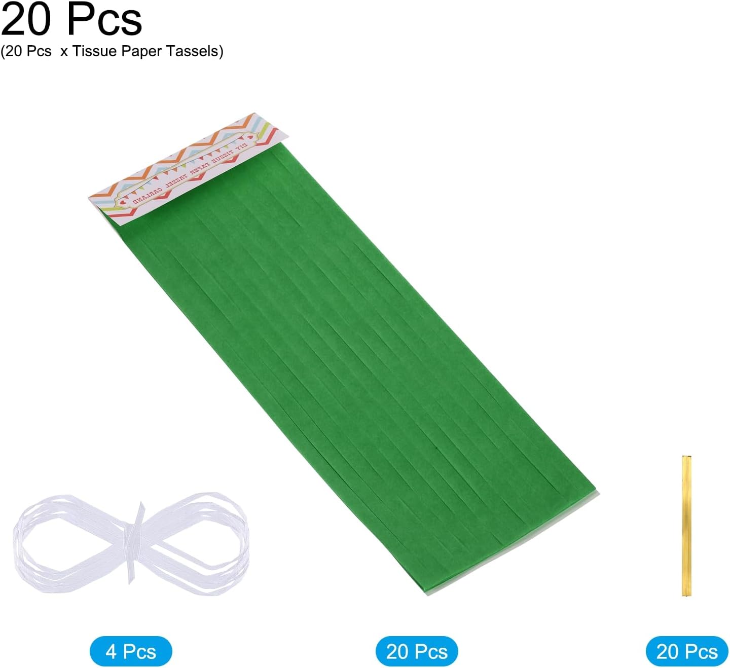 MECCANIXITY 20Pcs Light Blue Tassel Garland Banner with Rope Tissue Paper Tassels Party DIY Kits for Anniversary Wedding Birthday Party